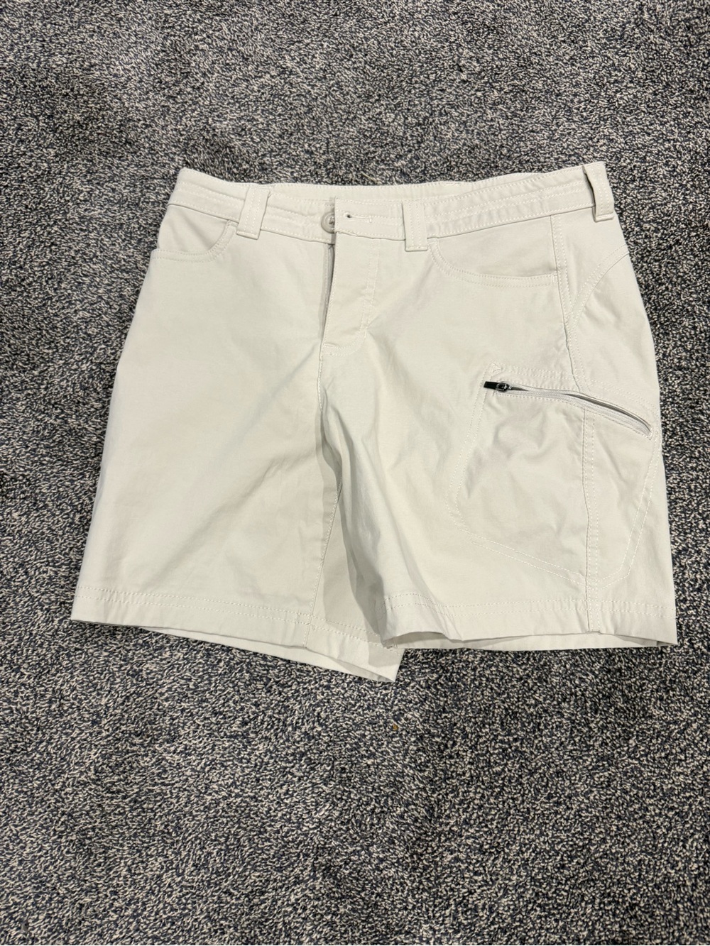 Eddie Bauer Women's Light Cream Athletic Shorts with Zip Pocket